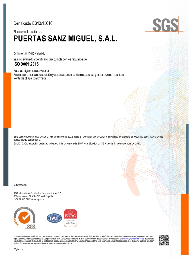 Certificado ISO 9001 2015